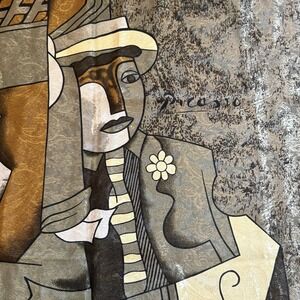 Rare Vintage Picasso Style Geometric Art‎ Color Block Scarf 90s Soft Polyester